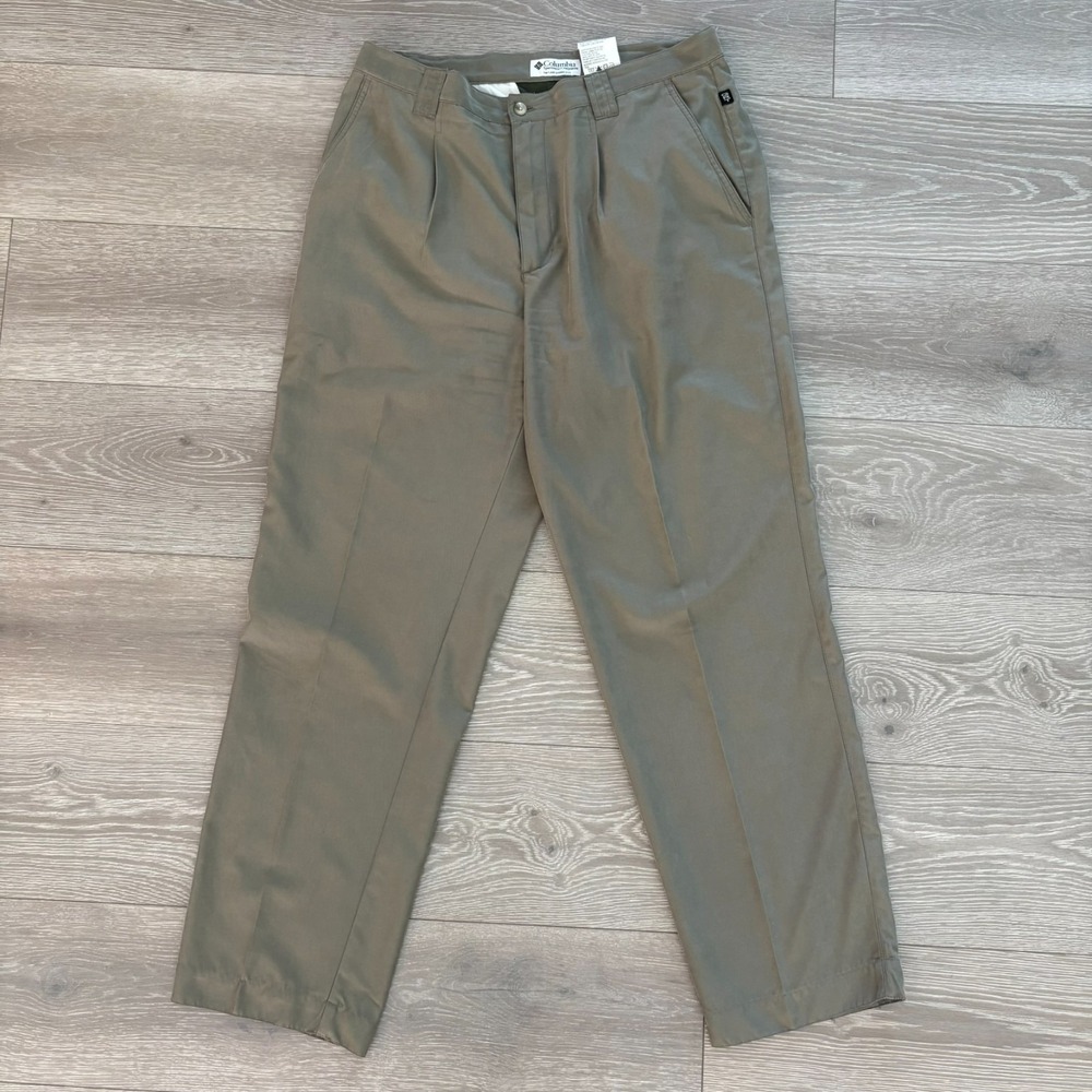 Vintage Columbia Sportswear Mens Green Pleated Straight GRT Hiking Pants 36x32‎